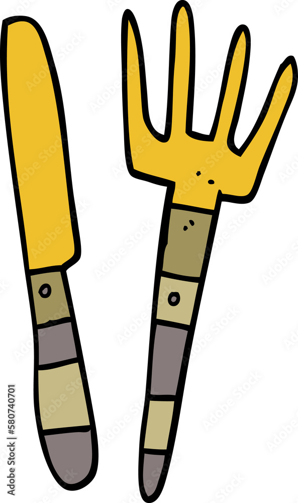 Naklejka premium cartoon doodle knife and fork