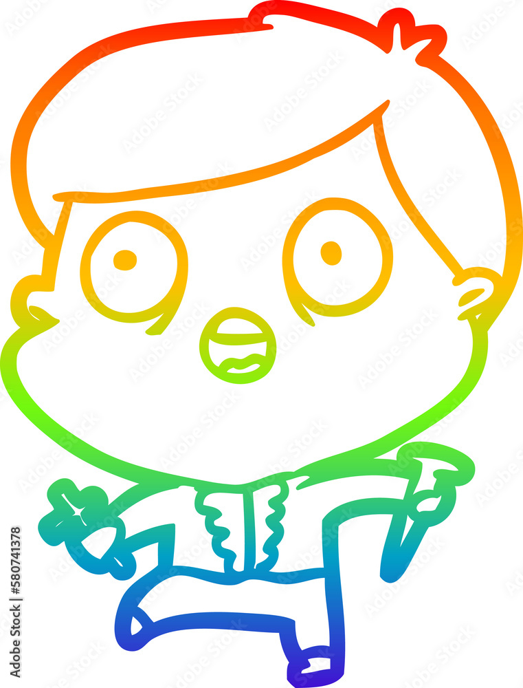 Obraz premium rainbow gradient line drawing frightened man hunting halloween vampires