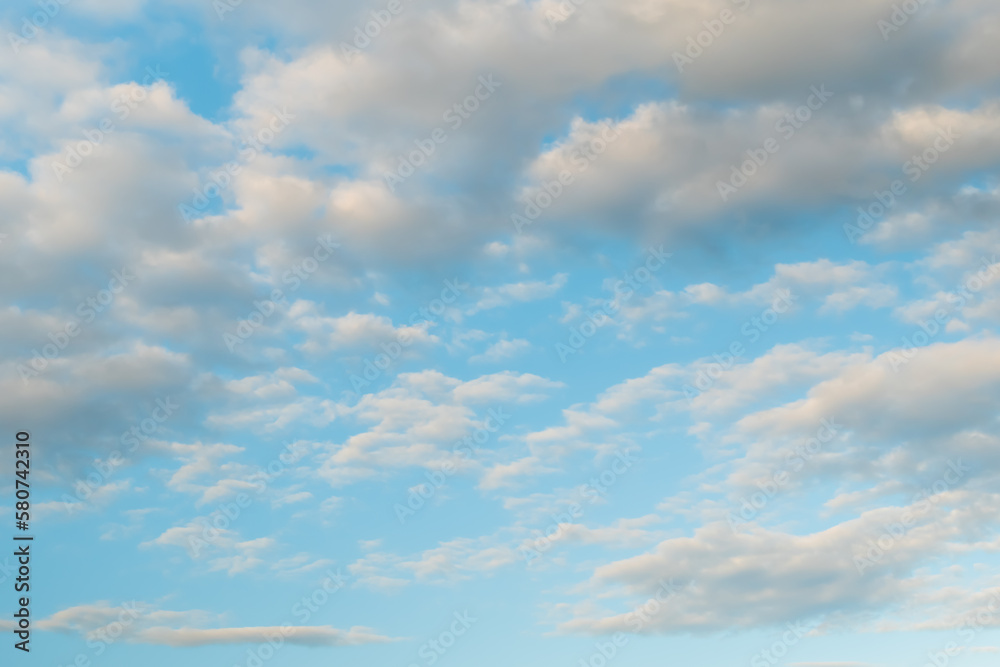 White clouds against blue sky. Daylight, cloudy day. Nature, freedom and peaceful concept White clouds against blue sky. Daylight, cloudy day. Nature, freedom and peaceful concept