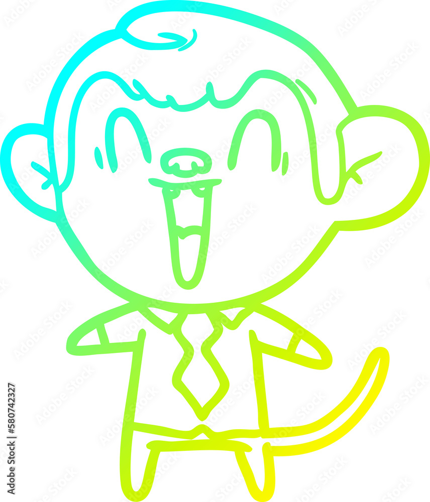 cold gradient line drawing cartoon laughing monkey cold gradient line drawing cartoon laughing monkey