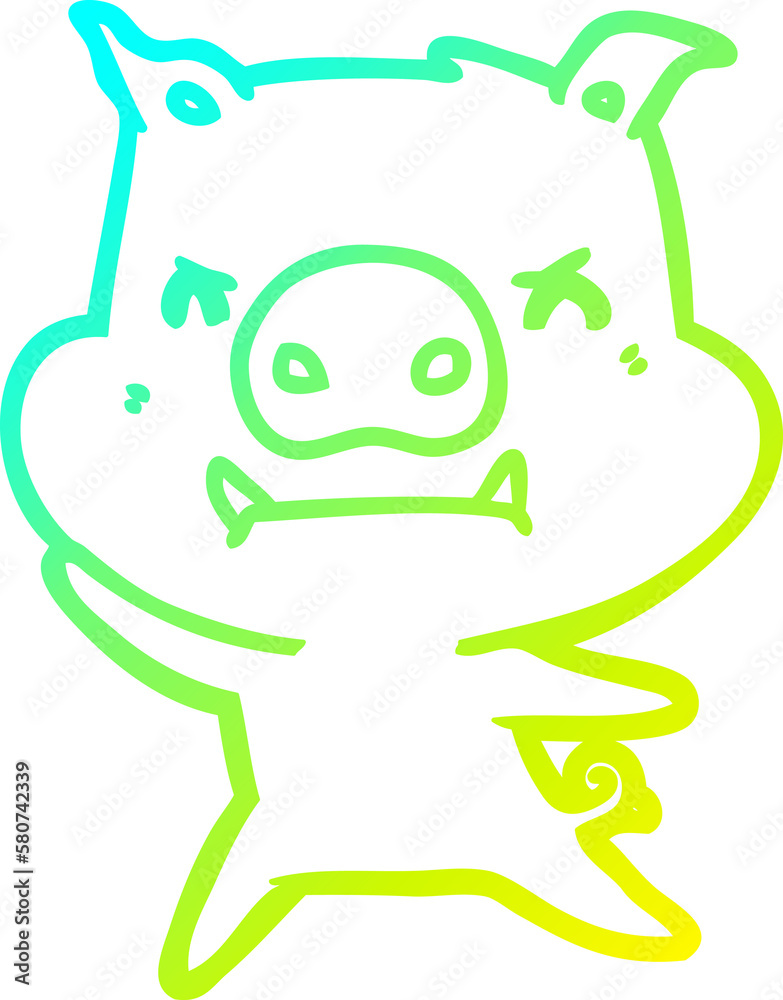 cold gradient line drawing angry cartoon pig cold gradient line drawing angry cartoon pig