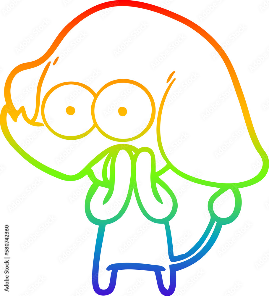 Obraz premium rainbow gradient line drawing cute cartoon elephant