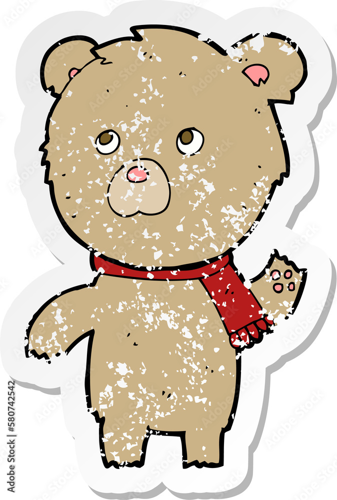 retro distressed sticker of a cartoon teddy bear retro distressed sticker of a cartoon teddy bear