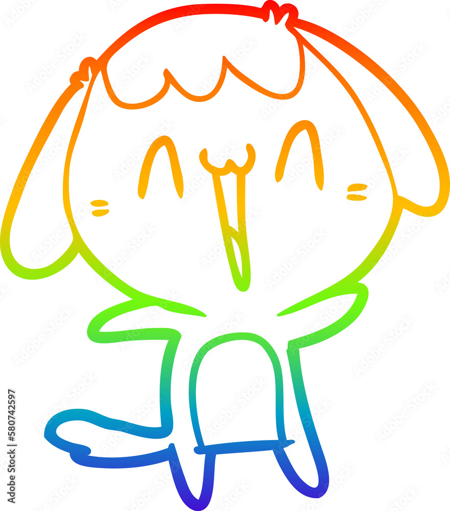rainbow gradient line drawing cartoon laughing dog rainbow gradient line drawing cartoon laughing dog