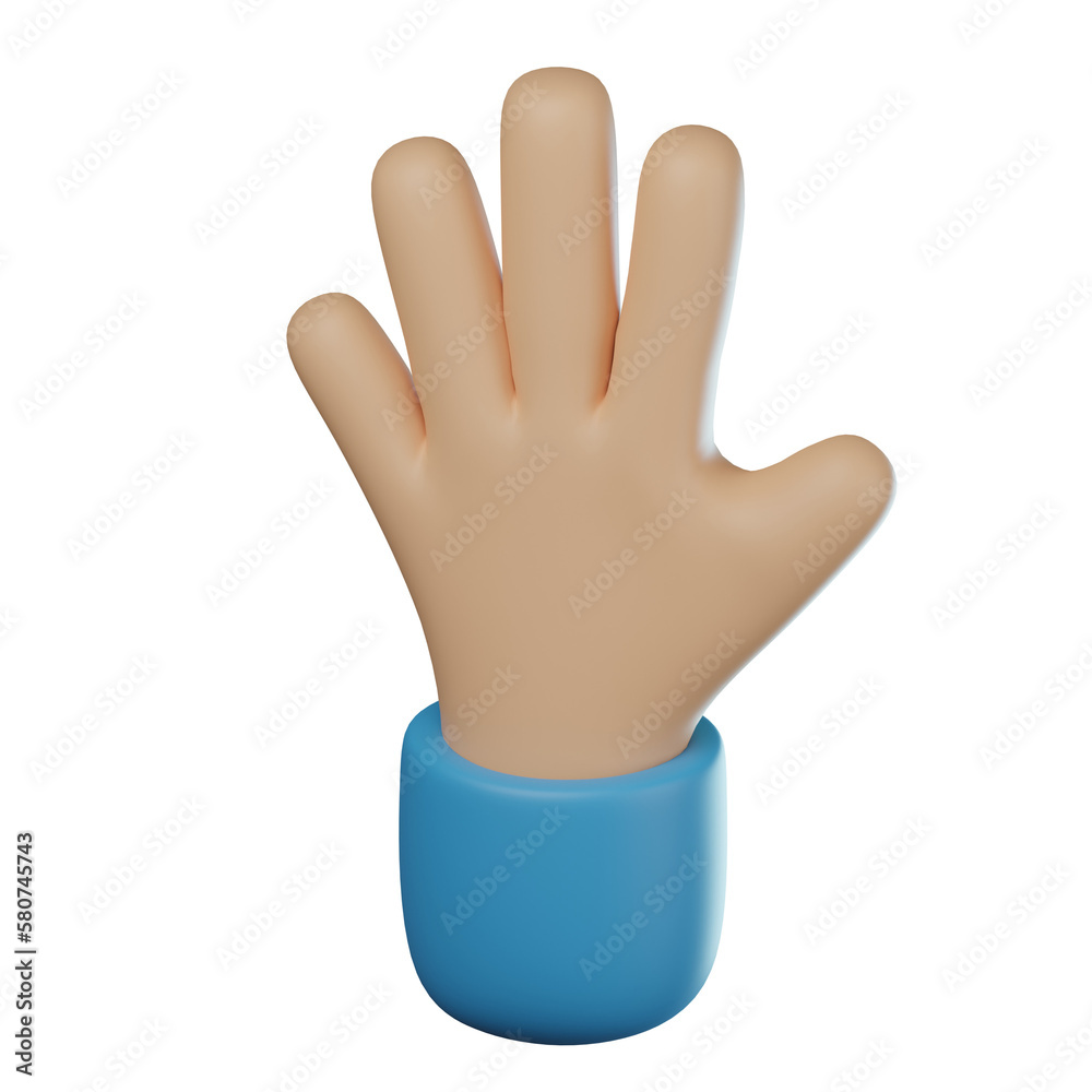 3D Five Fingers Hand Gesture Illustration 3D Five Fingers Hand Gesture Illustration