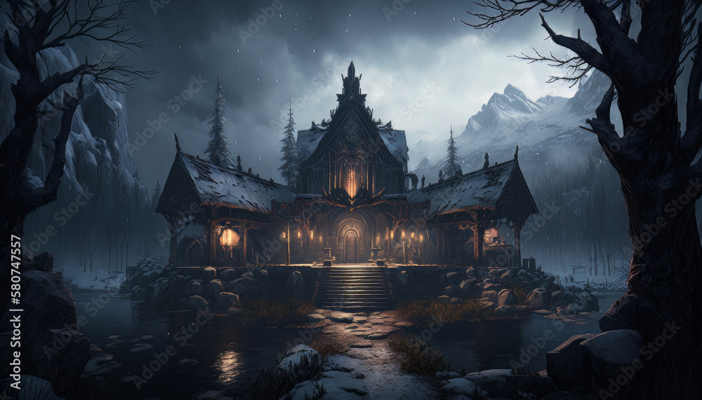 Obraz premium Helheim House, Generative AI, Generative, AI