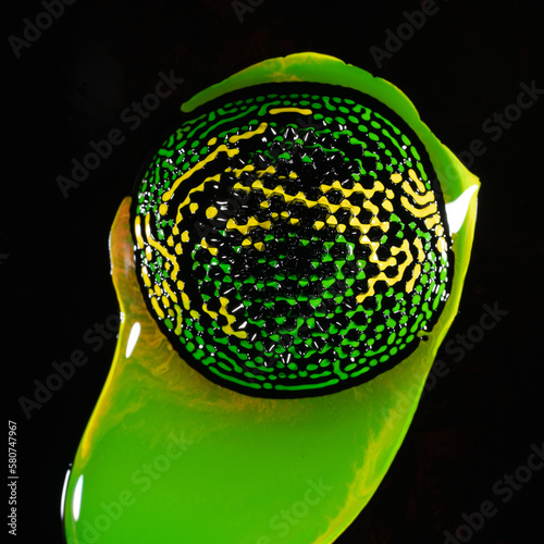 Blob of neon ferrofluid