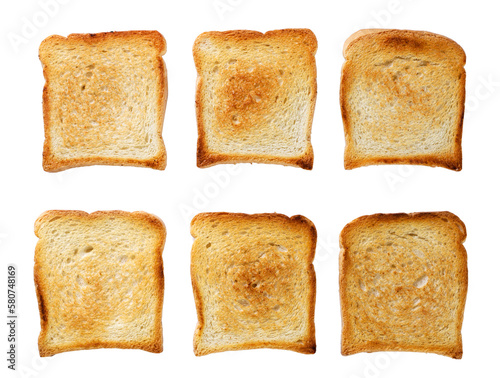Toast bread set close-up on a white. Isolated