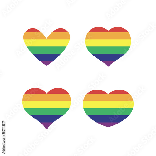 Lgbt rainbow flag in hearts shape. Gay, Lesbian, Bisexual, Trans, Queer pride love symbol of sexual diversity
