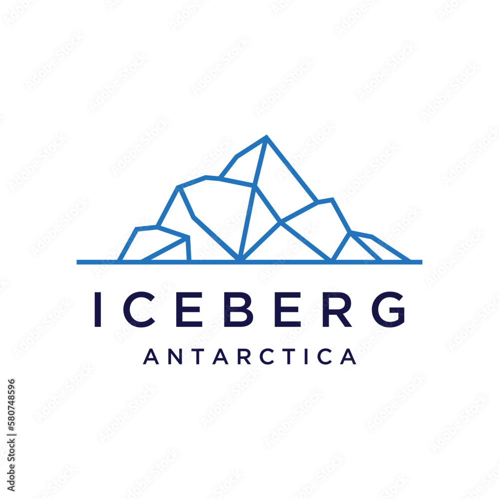 Abstract geometric arctic iceberg Logo design minimalistic vector illustration.