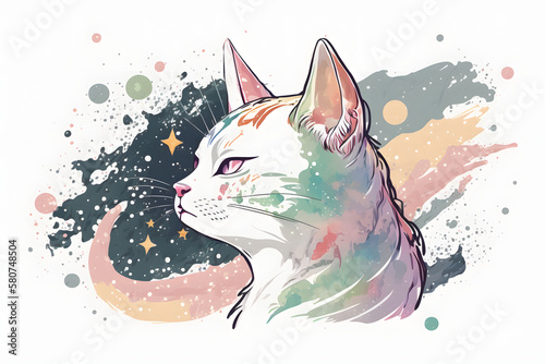 Cosmic Sage: A Pastel Space Cat's Wisdom photo