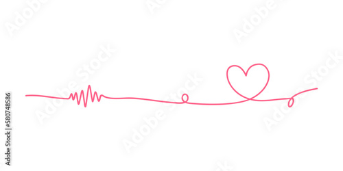 heart line. love signal concept. Continuous line drawing.Vector Illustration for heart, love, valentine, wedding. one line art style isolated on white background.Minimalism hand drawn style.