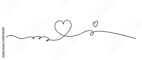 heart line. Continuous line drawing.Vector Illustration for heart, love, valentine, wedding. one line art style isolated on white background.Minimalism hand drawn style. decoration
