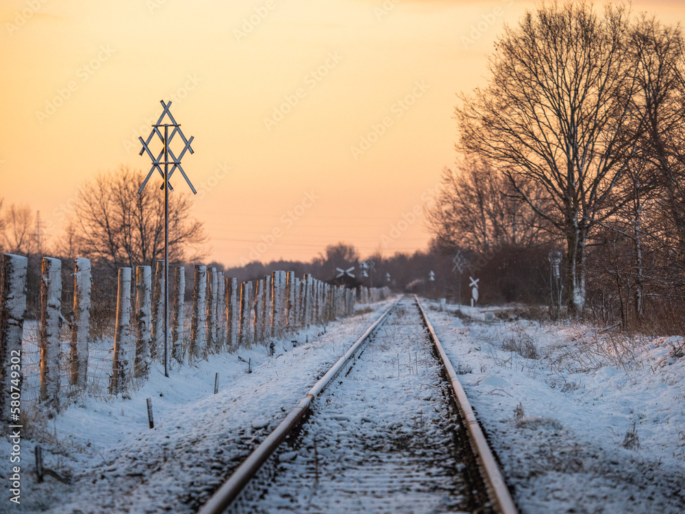 Fototapeta premium railway in winter
