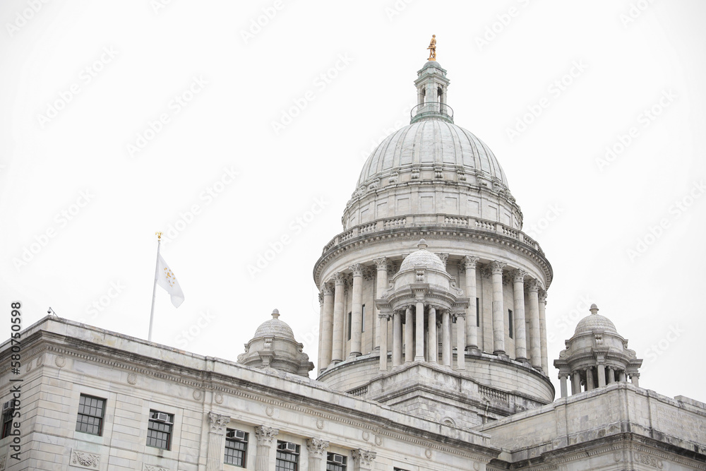 Fototapeta premium Rhode Island state house as the state capitol and monument symbolizing america as united states in the downtown area 