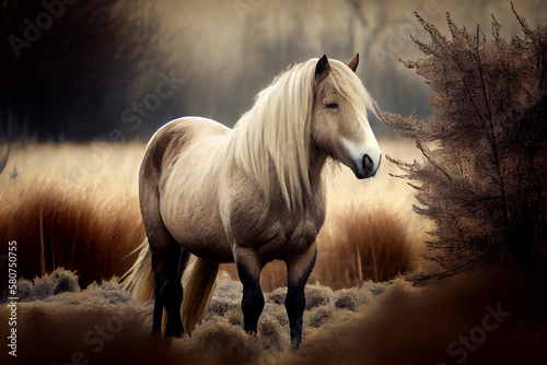 horse in the nature - generative ai photo