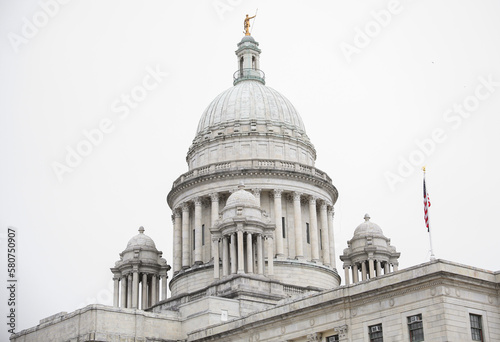 Rhode Island state house as the state capitol and monument symbolizing america as united states in the downtown area  photo