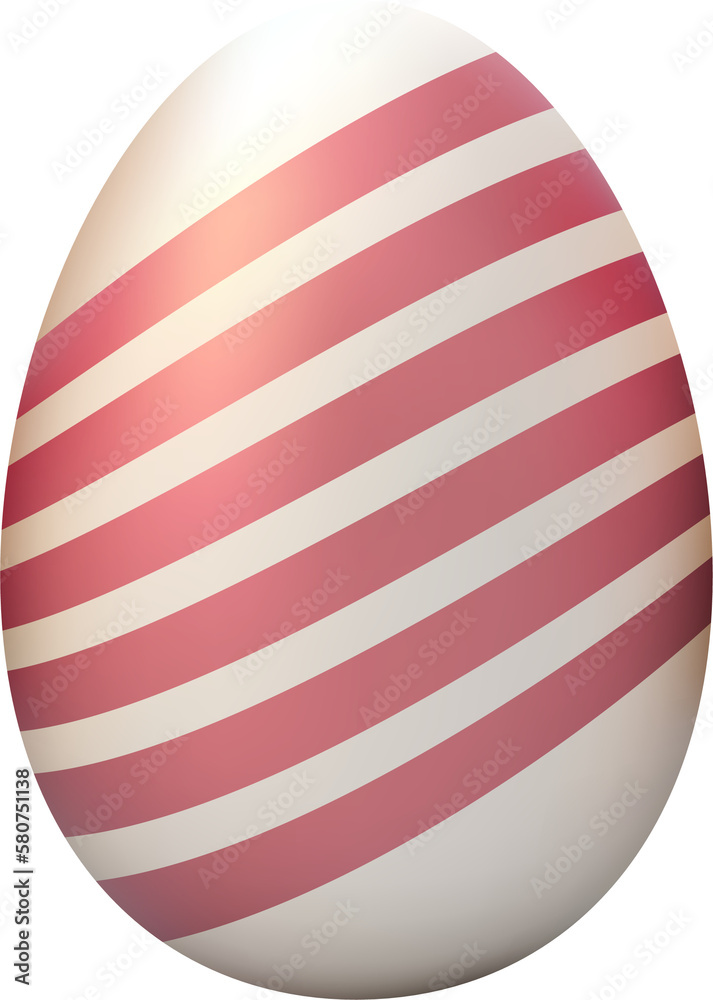 3d Easter egg element. Holiday isolated festive egg render with lines