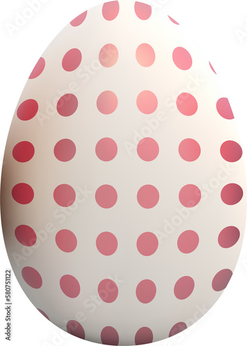 3d Easter egg element. Holiday egg render with dots pattern festive season traditional ornament