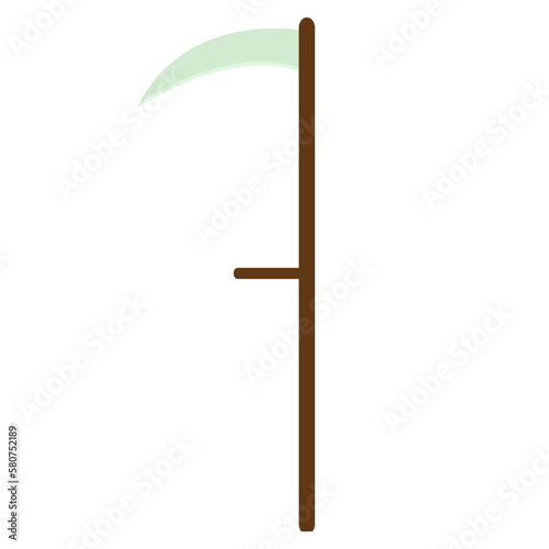 Grass scythe icon. Garden tool. Vector flat illustration