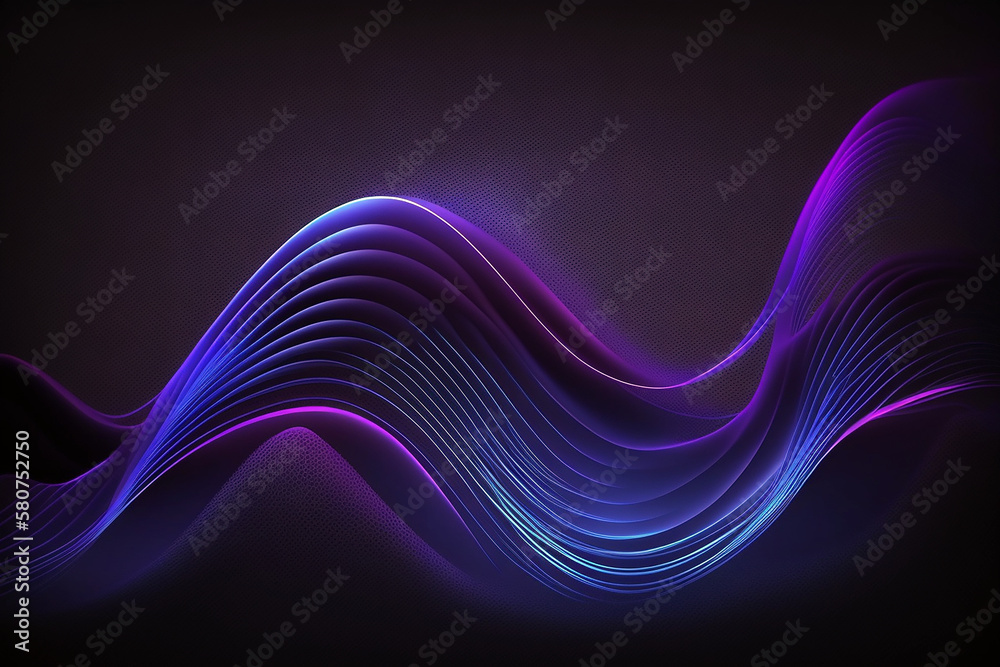 Abstract purple fractal background with glowing wavy light. Wallpaper, poster or business background. Created with Generative AI Abstract purple fractal background with glowing wavy light. Wallpaper, poster or business background. Created with Generative AI