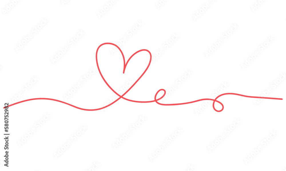 heart line. Continuous line drawing.Vector Illustration for heart, love, valentine, wedding. one line art style isolated on white background.Minimalism hand drawn style. decoration