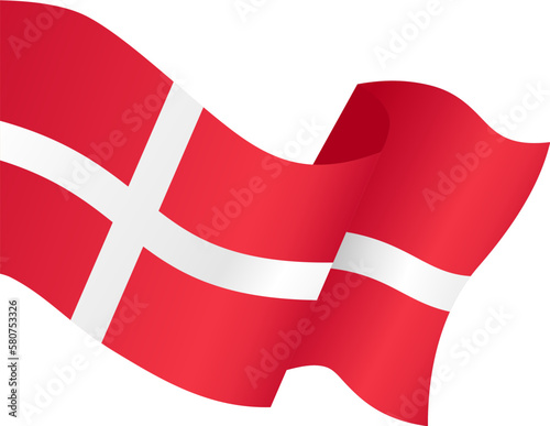 Denmark flag wave isolated on png or transparent background