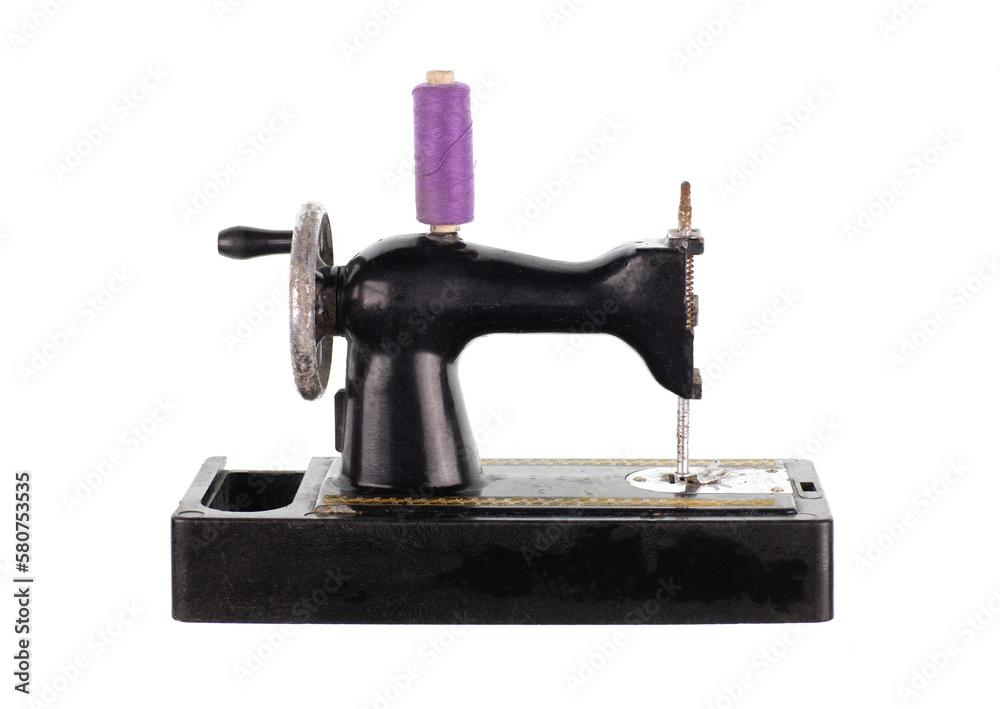 vintage retro sewing machine isolated on white background