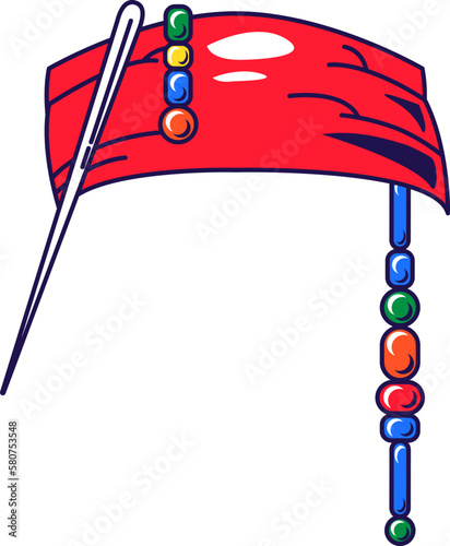 Red Pirate Decorated Bandana Headwear
