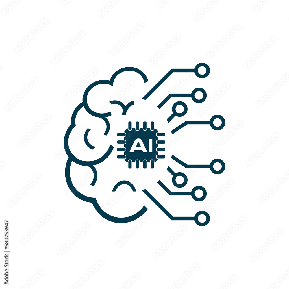 AI symbol vector design, AI sepration in lines of connection and AI
