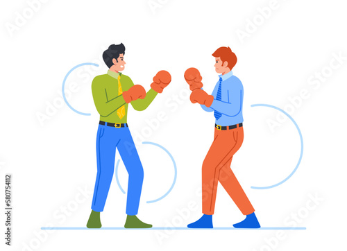 Businessmen Boxing In Office, Male Characters Display Competitive Spirit And Determination, Conflicts,