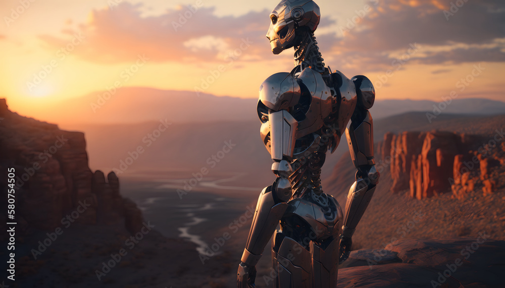Robot watching the sunset Robot watching the sunset