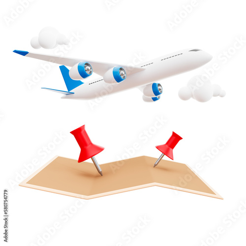 3d illustration. .Airplane and parcel delivery
