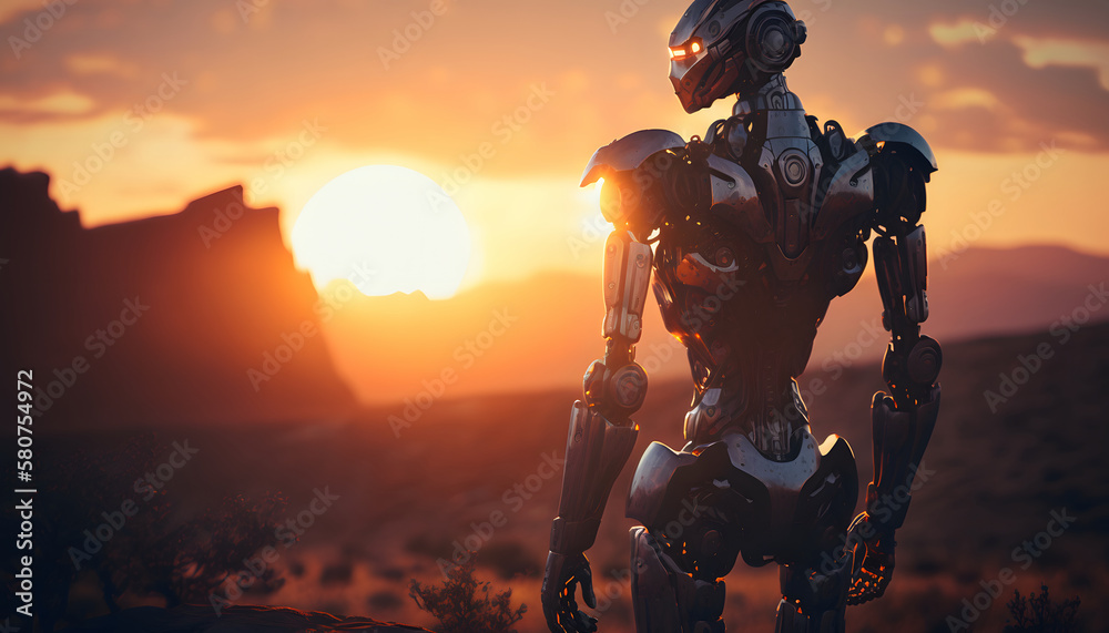 Robot watching the sunset Robot watching the sunset