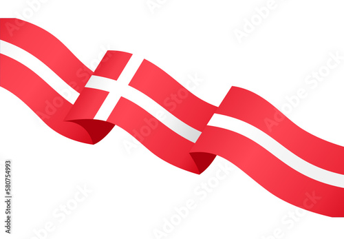Denmark flag wave isolated on png or transparent background