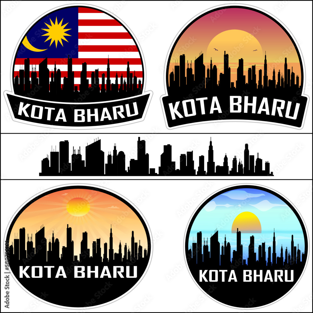 Kota Bharu Skyline Silhouette Malaysia Flag Travel Souvenir Sticker