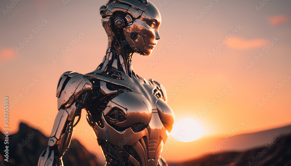 Robot watching the sunset Robot watching the sunset