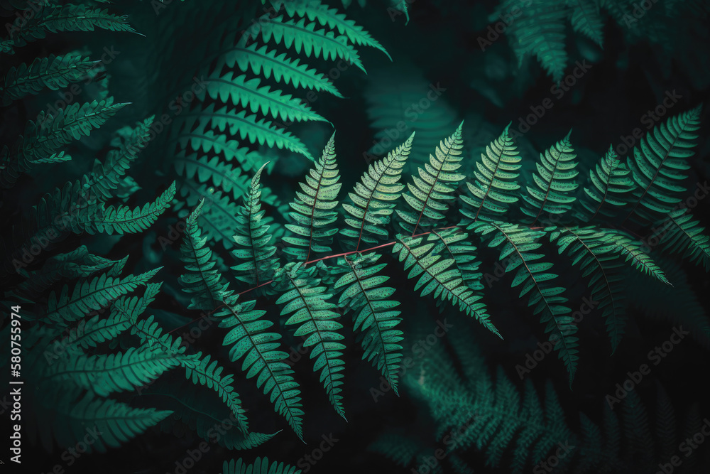 Green fern background, wallpaper, generative ai