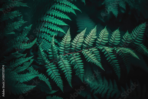Green fern background, wallpaper, generative ai © Johannes