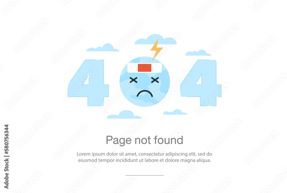 Internet network warning 404 Error Page or File not found for web page.