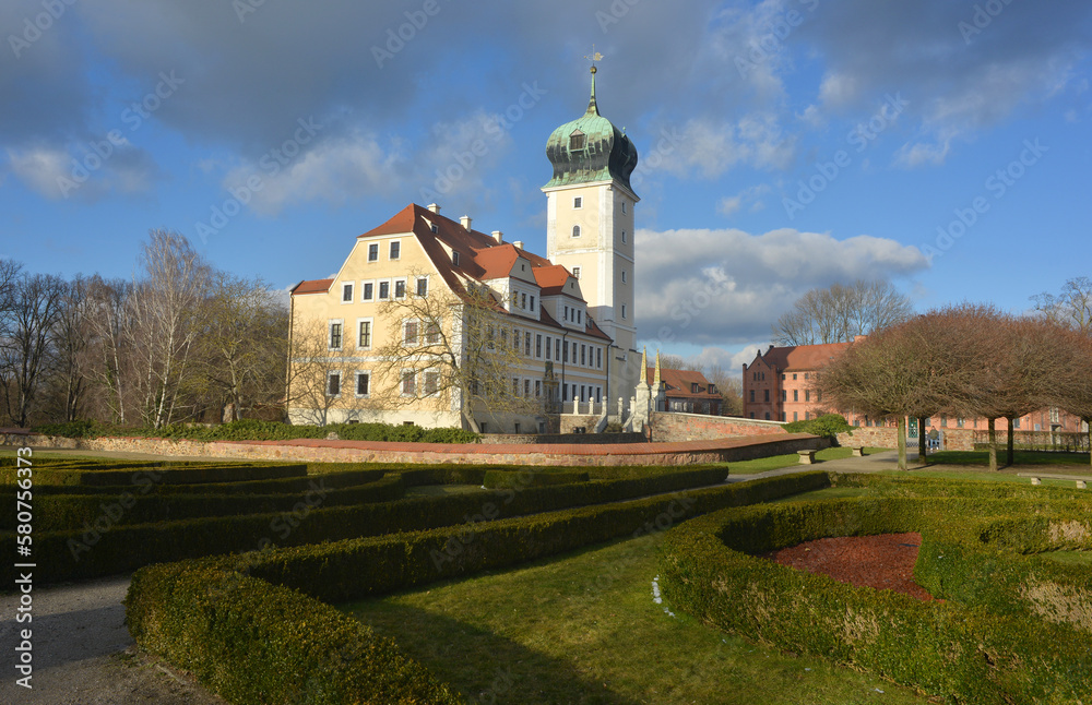 Fototapeta premium Garden and castle in Delitzsch, Germany