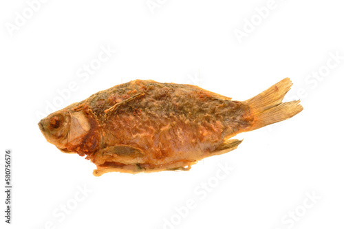 fried fish isolated on white background