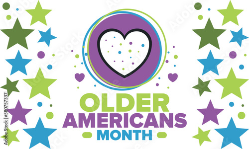 Older Americans Month. Celebrated in May in the United States. National Month of observance for Older Americans. Poster, card, banner and background. Vector illustration