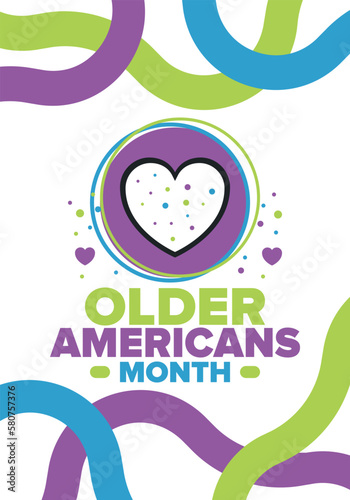 Older Americans Month. Celebrated in May in the United States. National Month of observance for Older Americans. Poster, card, banner and background. Vector illustration
