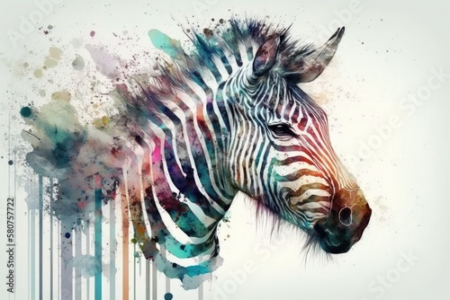 This is a cute zebra with a watercolor look. Generative AI © AkuAku