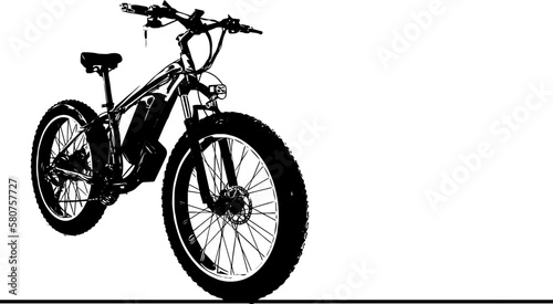 Silhouette of big tyre sports bicycle, Fat Tire Bike stock illustrations, Fat Tire Bike Stock Photos, Pictures