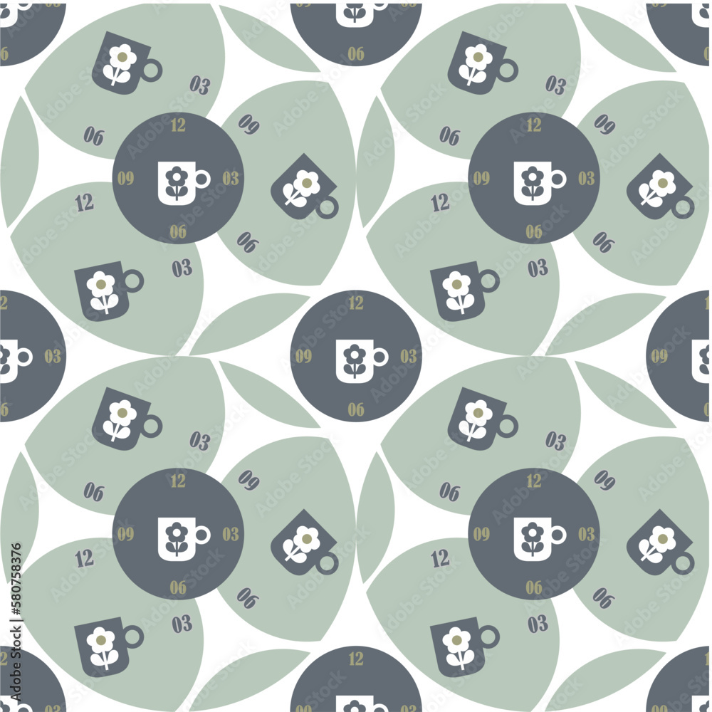 The vector illustration of colourful wallclock pattern for wallpaper