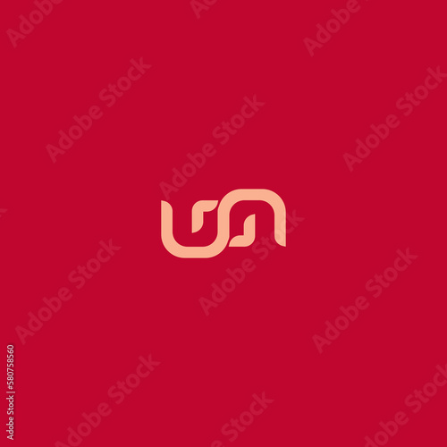 minimalist u letter symbol on red background