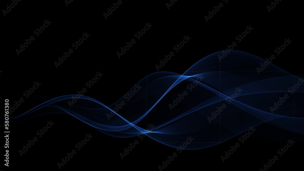 Abstract vector blue wave design element on dark background. Science or technology. Design element Abstract vector blue wave design element on dark background. Science or technology. Design element