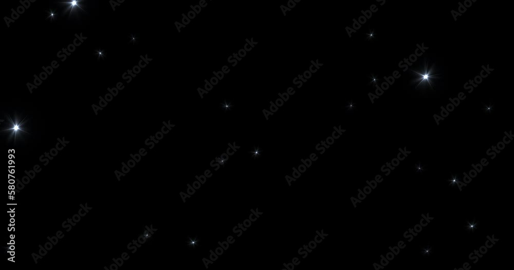 Gleaming lights. Bright flashes of light isolated on black background. Seamless loop animation